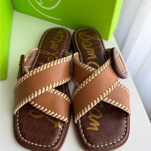 Sam Edelman Harlie Brown Leather Flat Sandals New Women’s 8.5